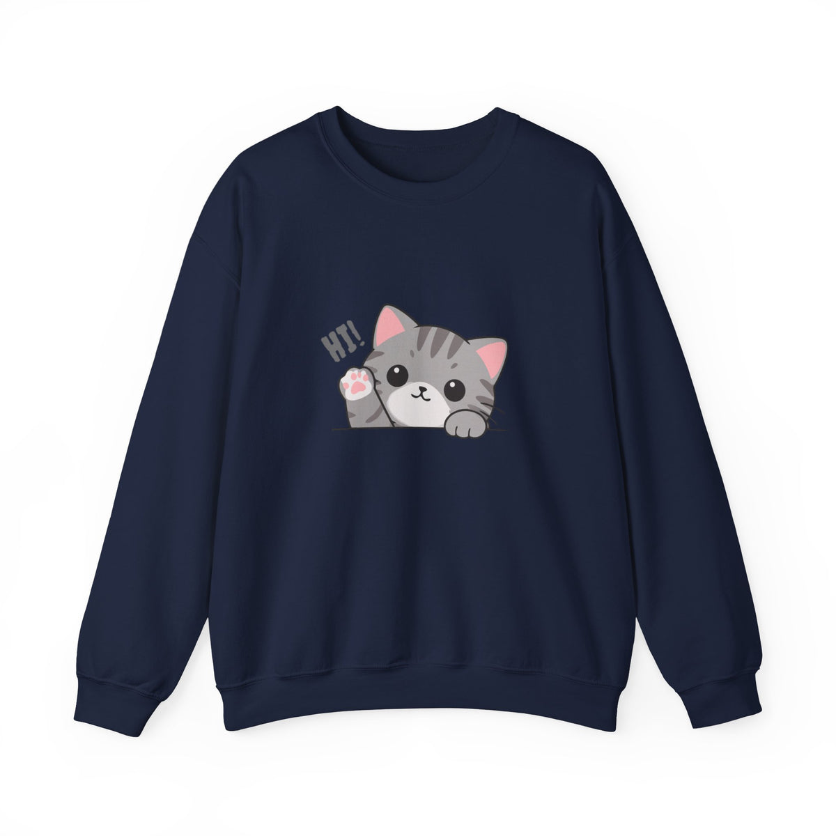 Cute Cat “Hi!” Crewneck Sweatshirt