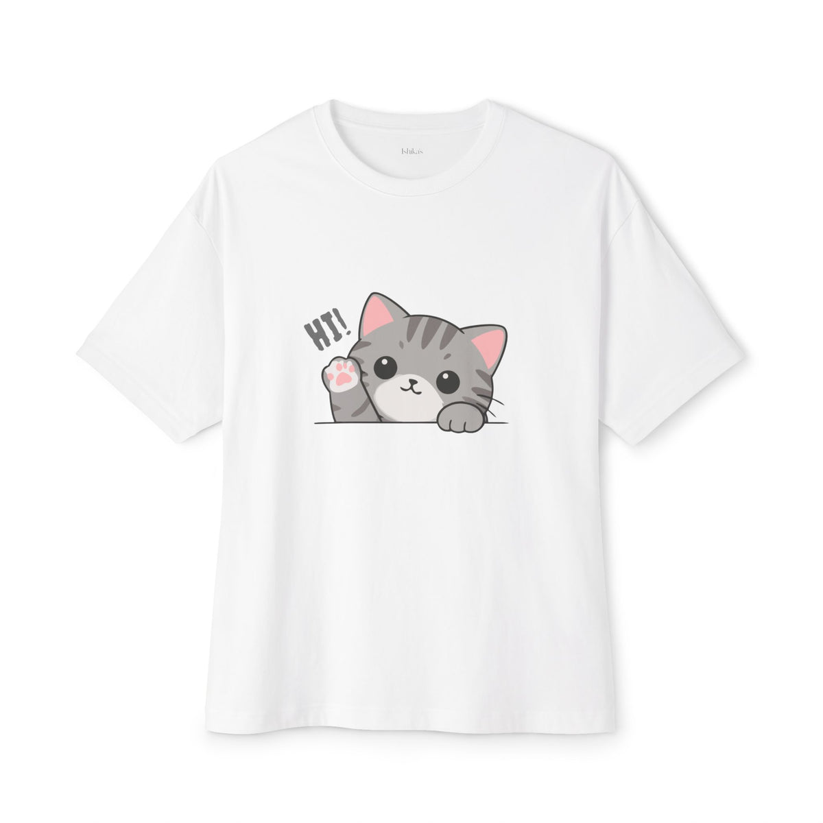 Cute Cat “Hi!” Graphic T-Shirt