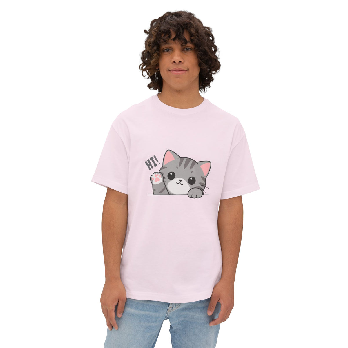 Cute Cat “Hi!” Graphic T-Shirt