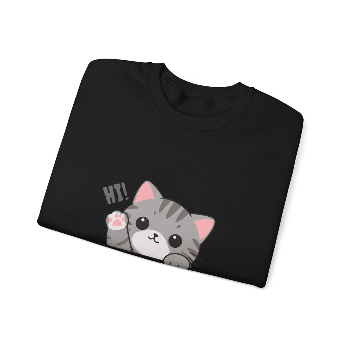 Cute Cat “Hi!” Crewneck Sweatshirt