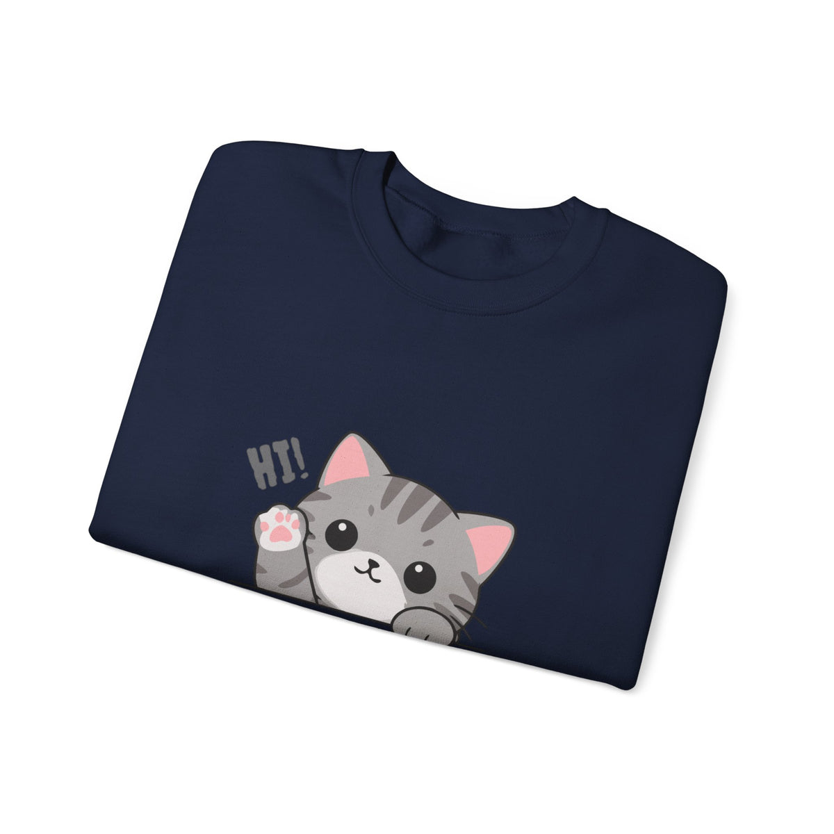 Cute Cat “Hi!” Crewneck Sweatshirt