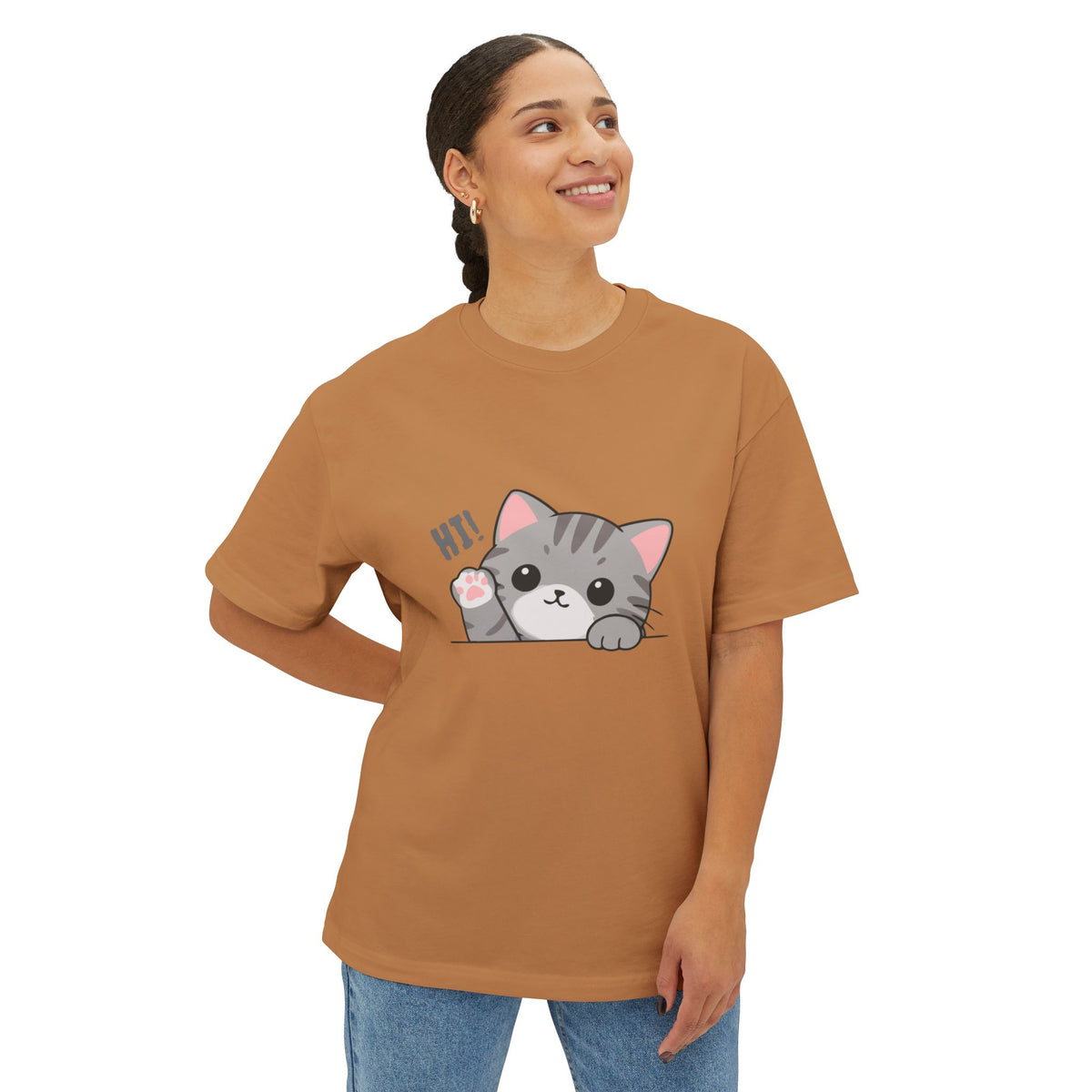 Cute Cat “Hi!” Graphic T-Shirt
