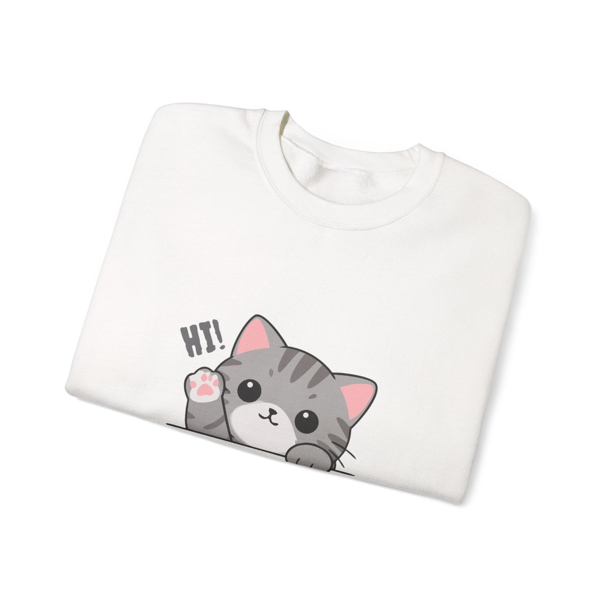 Cute Cat “Hi!” Crewneck Sweatshirt