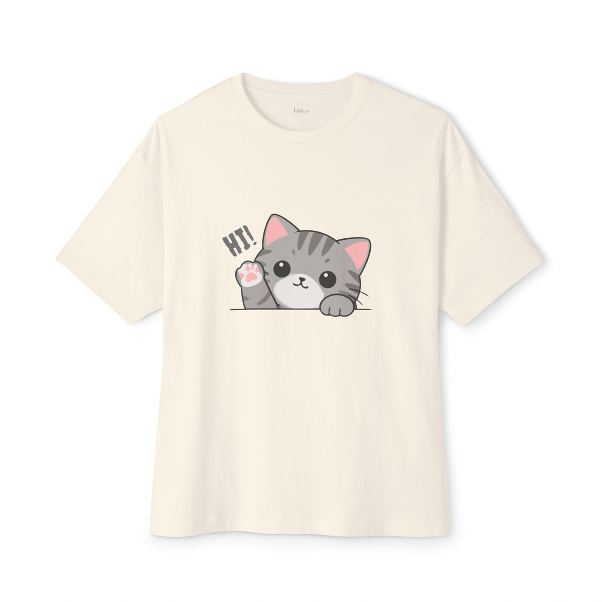 Cute Cat “Hi!” Graphic T-Shirt
