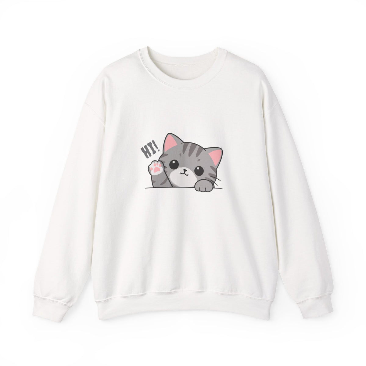 Cute Cat “Hi!” Crewneck Sweatshirt