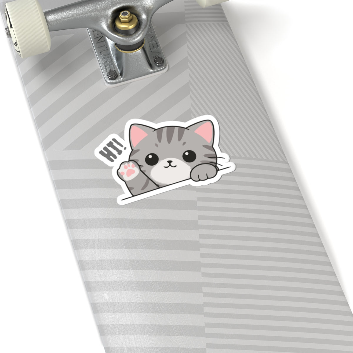 Cute Gray Cat “HIY!” Kiss-Cut Sticker