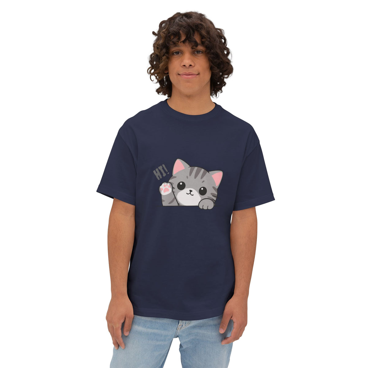 Cute Cat “Hi!” Graphic T-Shirt
