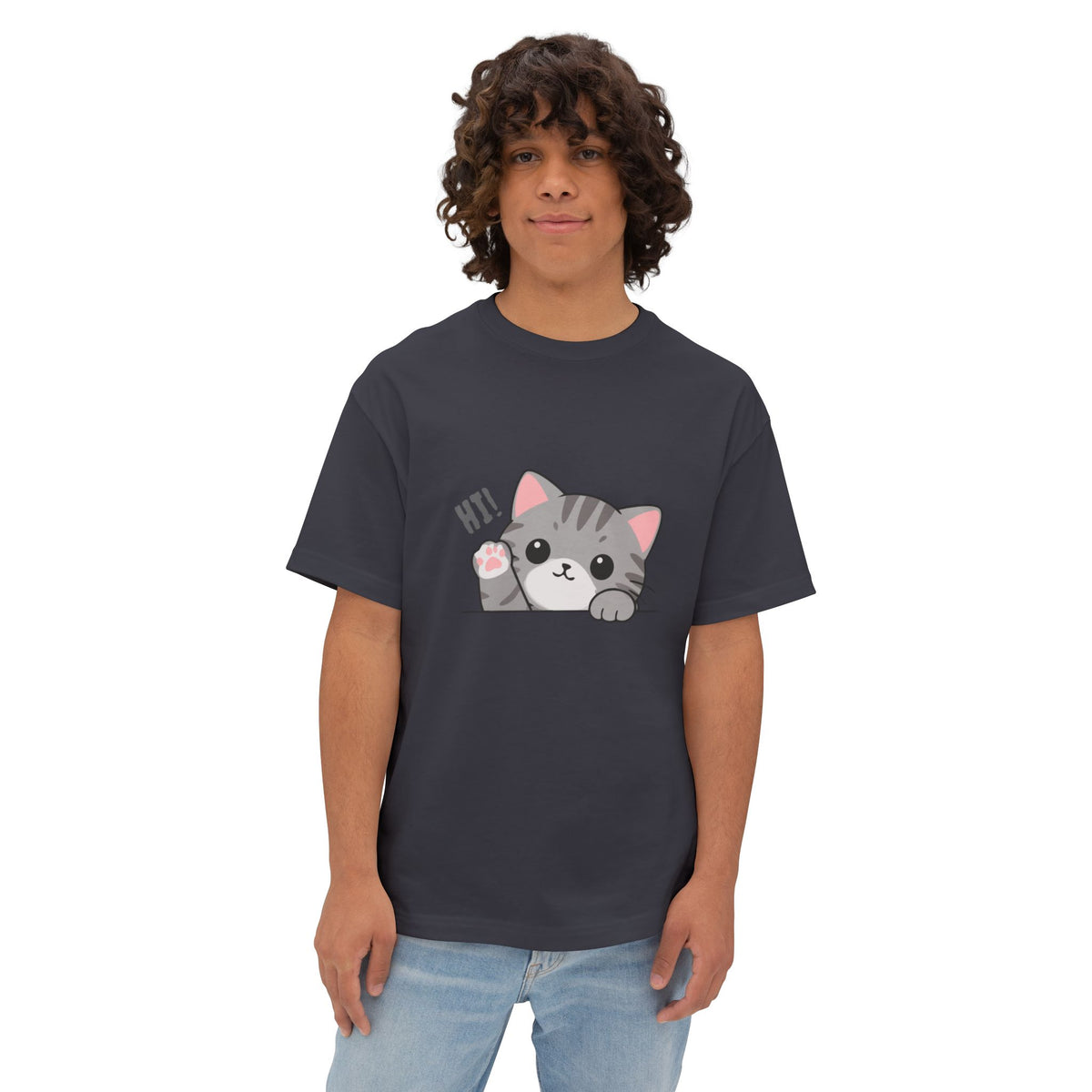 Cute Cat “Hi!” Graphic T-Shirt
