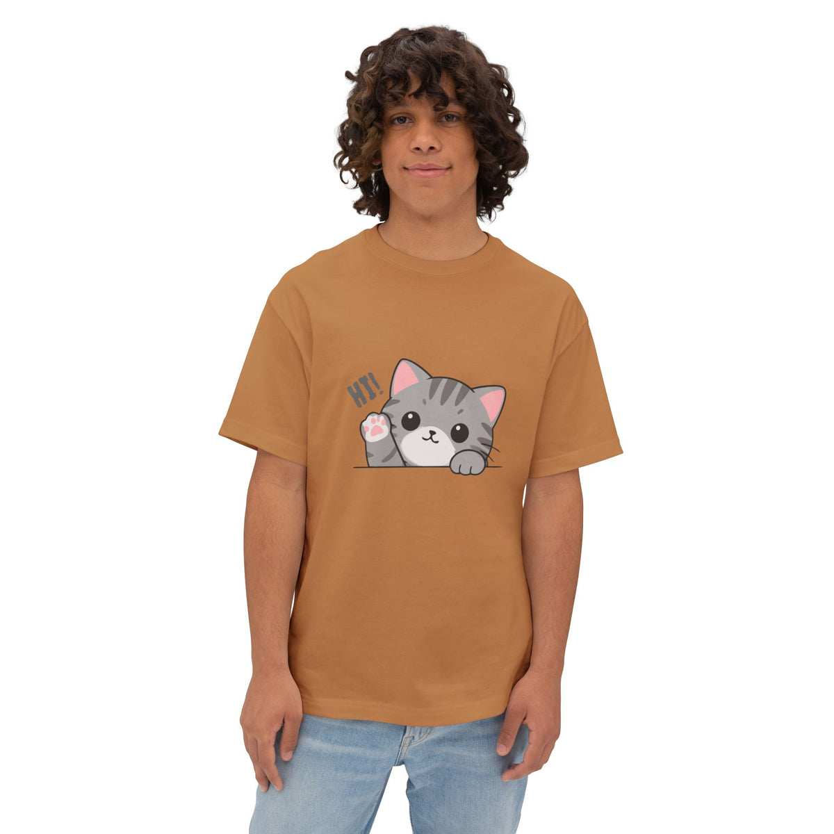 Cute Cat “Hi!” Graphic T-Shirt
