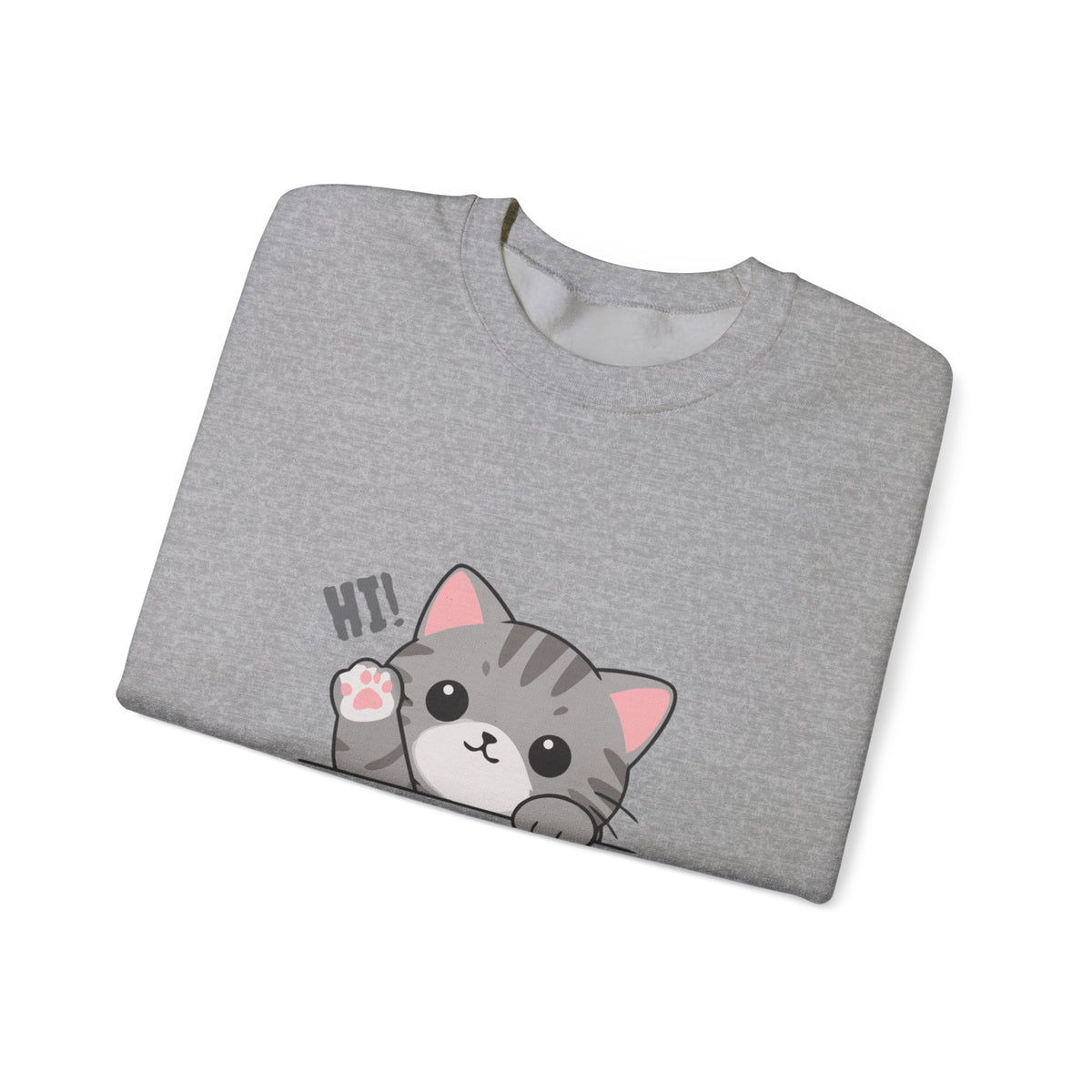 Cute Cat “Hi!” Crewneck Sweatshirt
