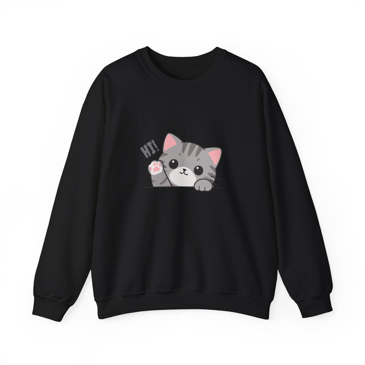 Cute Cat “Hi!” Crewneck Sweatshirt