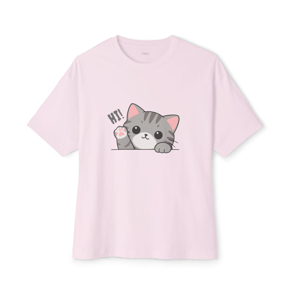Cute Cat “Hi!” Graphic T-Shirt