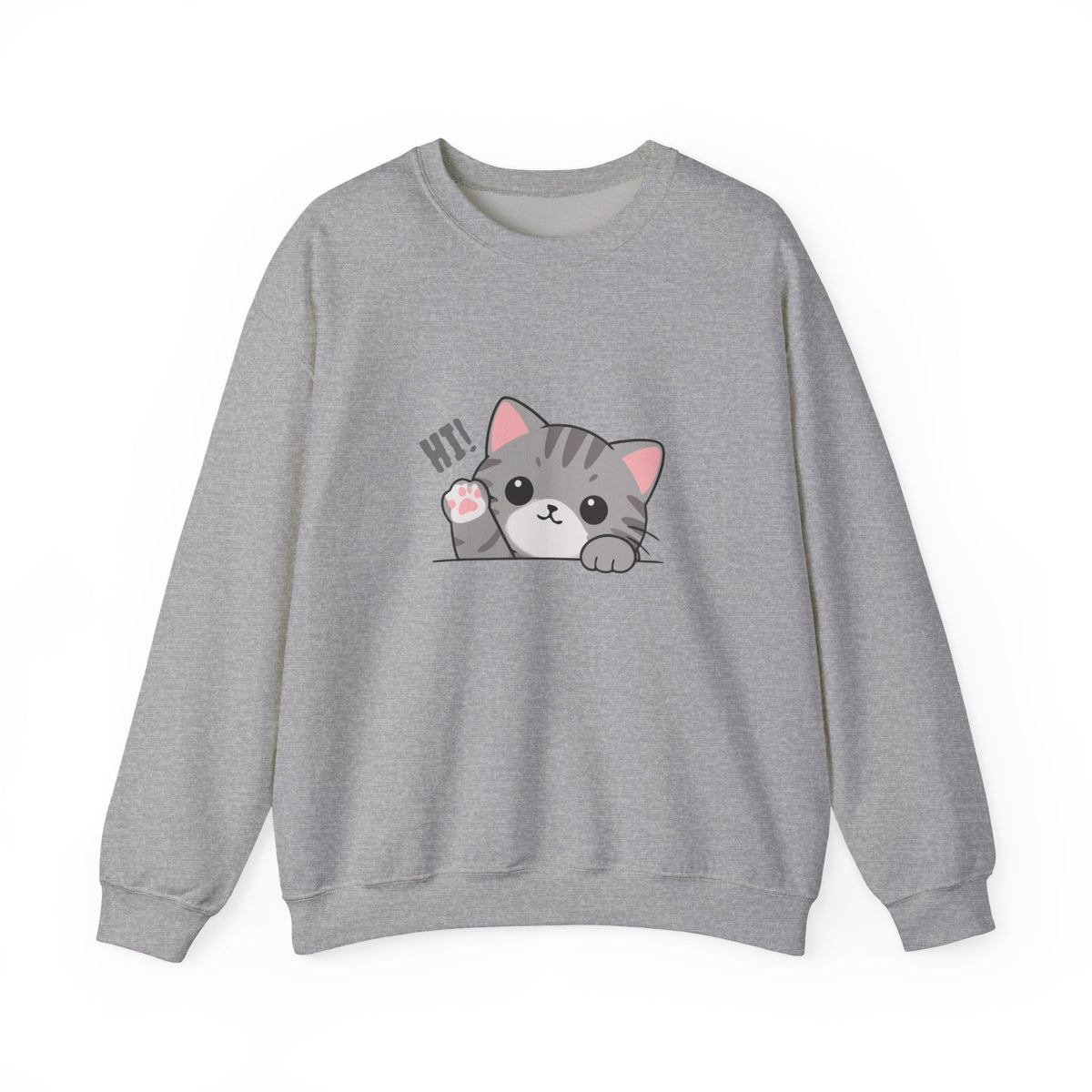 Cute Cat “Hi!” Crewneck Sweatshirt