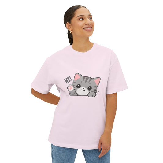Cute Cat “Hi!” Graphic T-Shirt