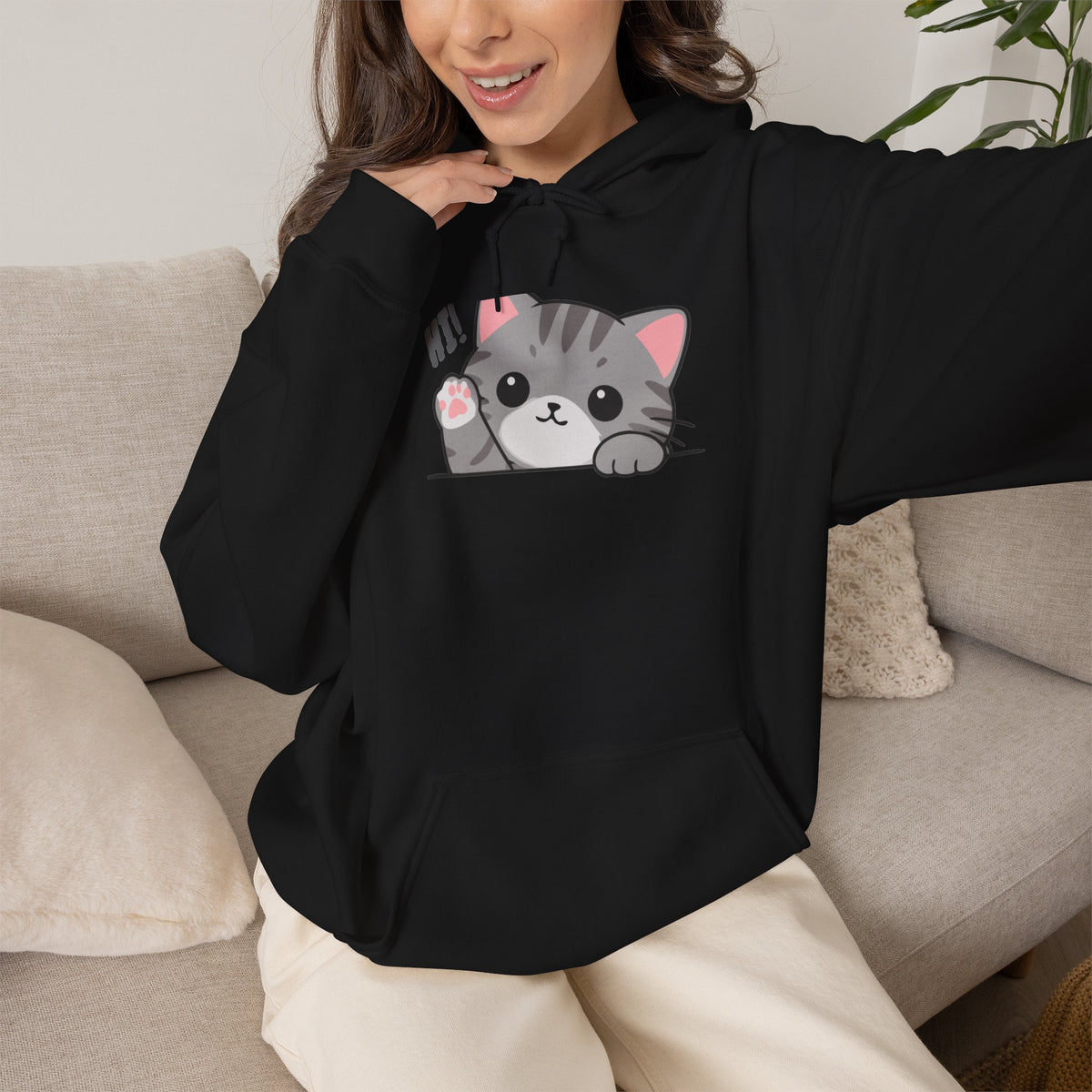Cute Cat Hugging Hoodie
