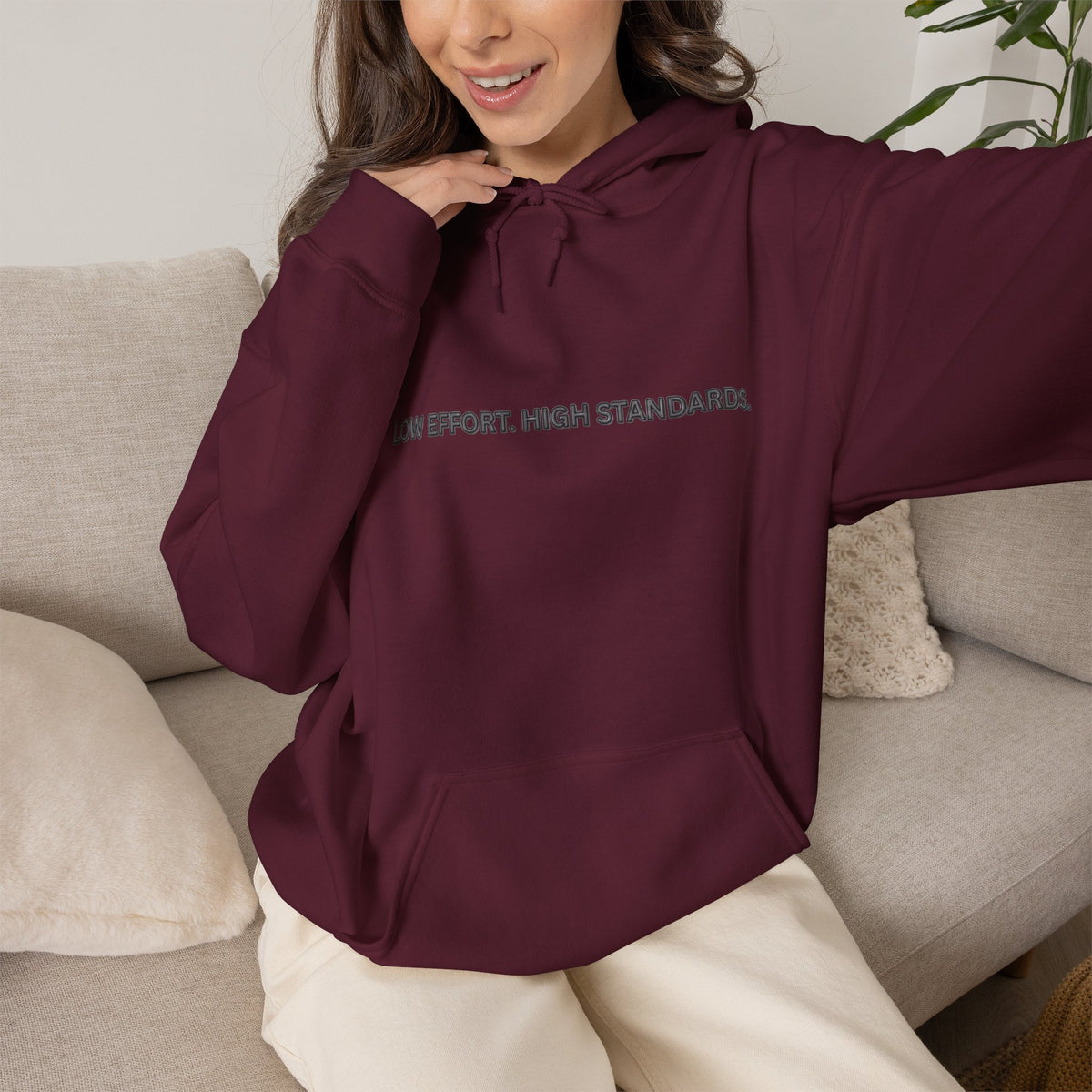 “Low Effort. High Standards.” Motivational Hoodie