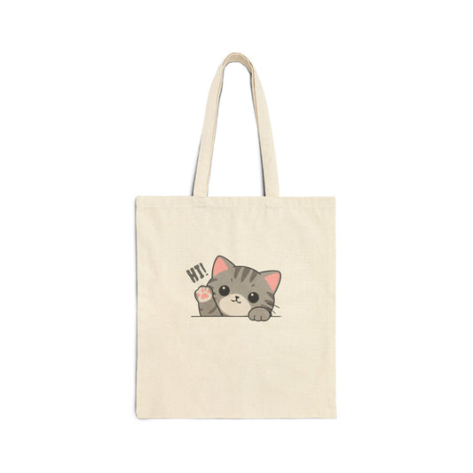 Cute “Hi!” Cat Canvas Tote Bag
