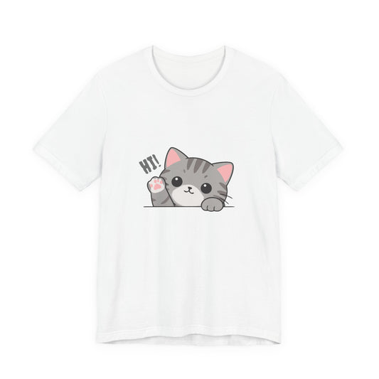 Cute “Hi!” Cat Graphic T-Shirt