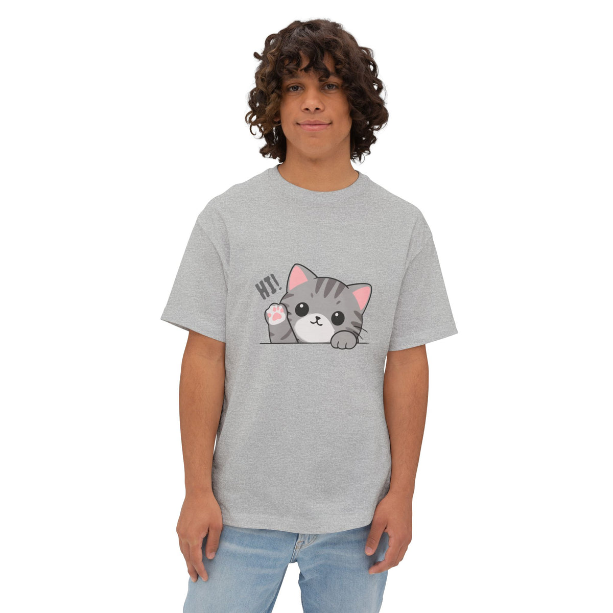 Cute Cat “Hi!” Graphic T-Shirt