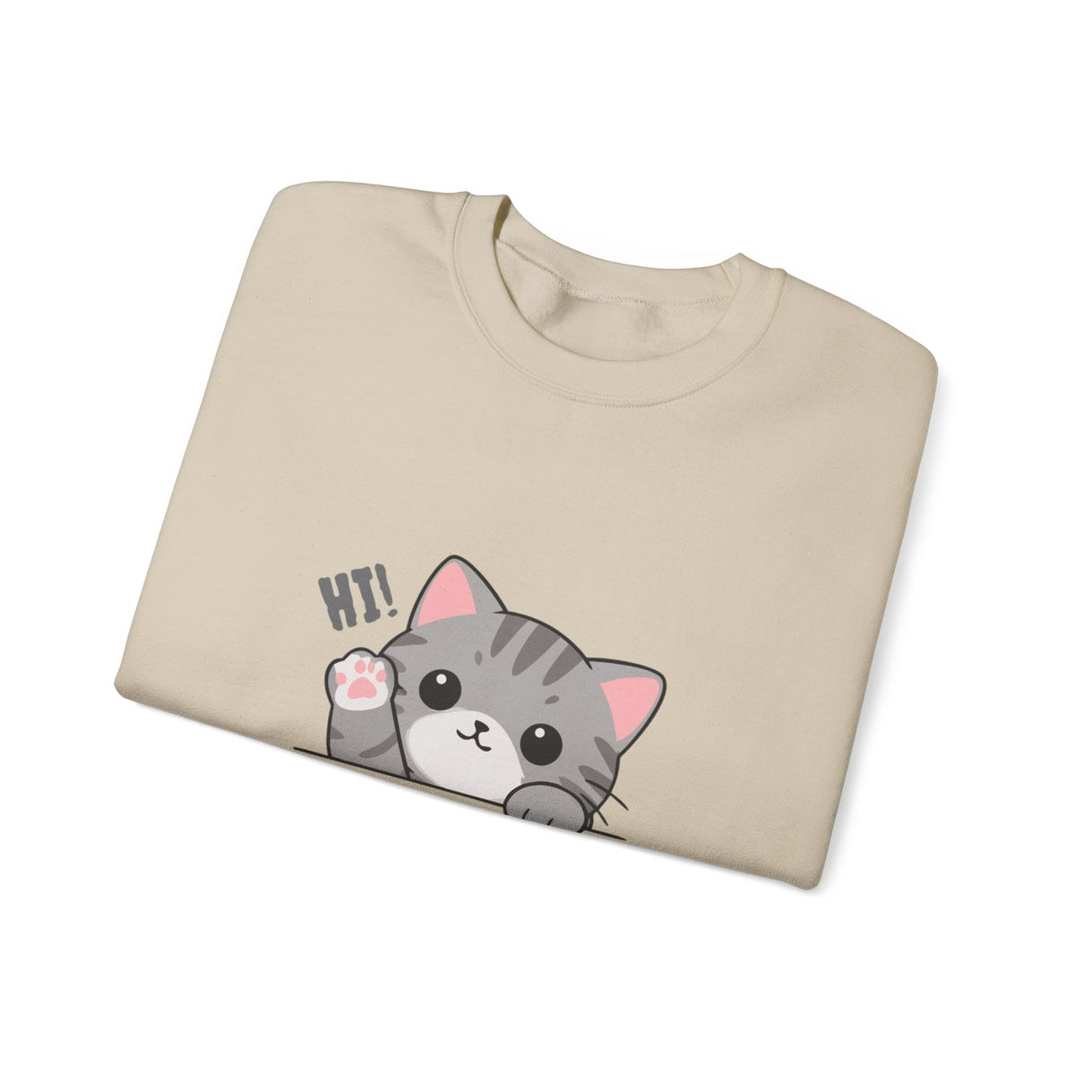 Cute Cat “Hi!” Crewneck Sweatshirt