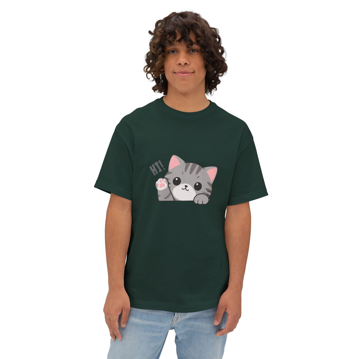 Cute Cat “Hi!” Graphic T-Shirt