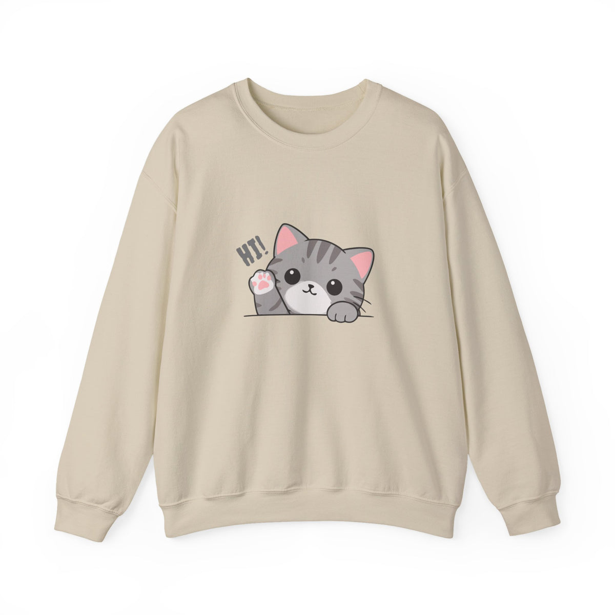 Cute Cat “Hi!” Crewneck Sweatshirt